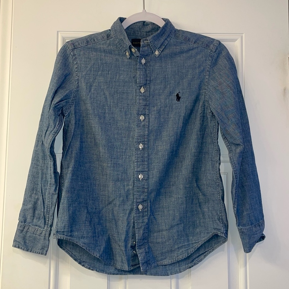 Boys Ralph Lauren Button Down Jean Shirt Sz M(10-12)
